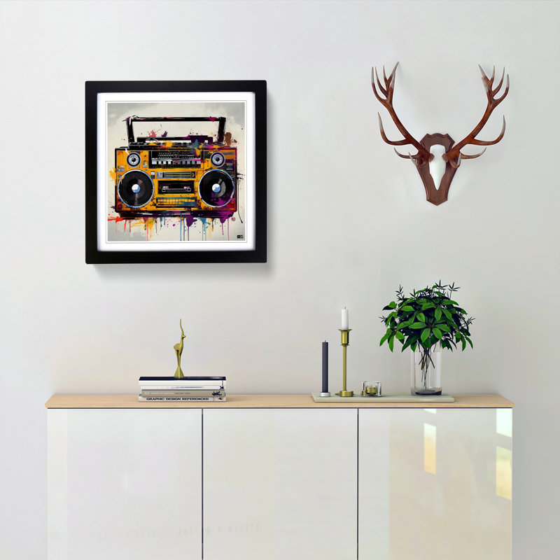 Boombox Digital Art - Framed Print, Black