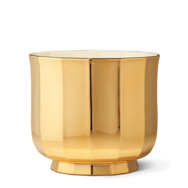 Cache-pot en céramique Delmara, H 7,6 po x l 8,5 po x P 8,5 po, Doré