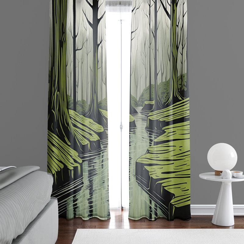 Paire de rideaux semi-transparents en polyester Gulsher, L 40 po x L 52 po