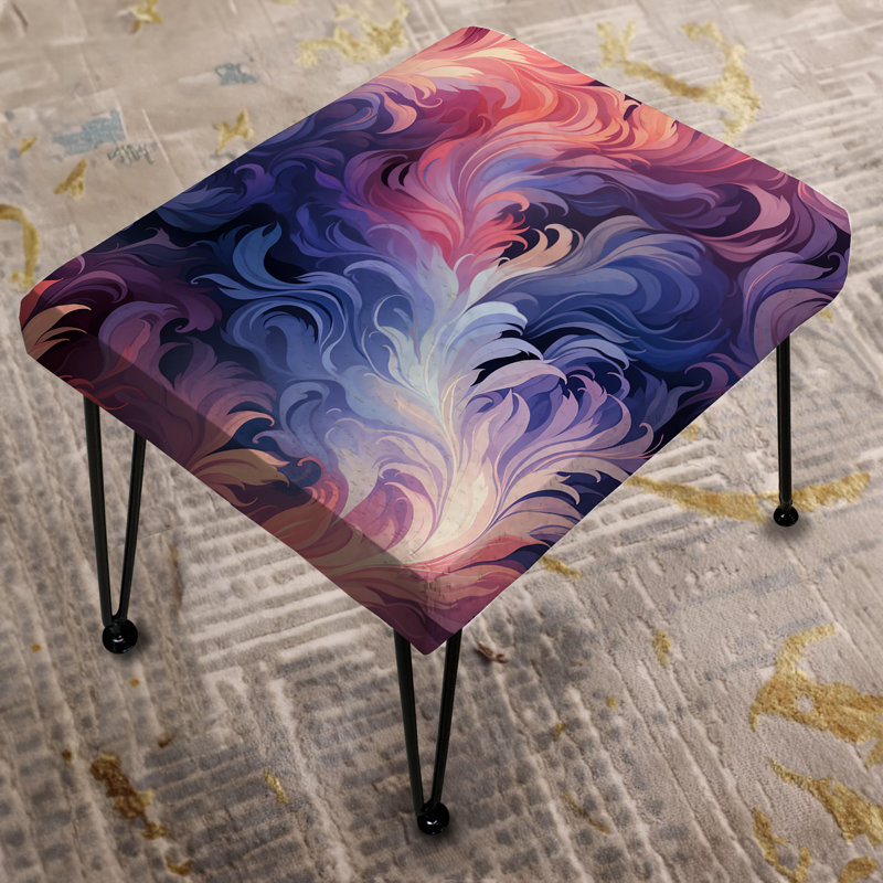 Ikat enchanté mauve et rose - repose-pieds rectangulaire abstrait