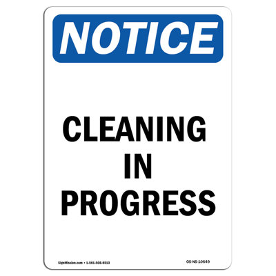 Cleaning In Progress Aluminum Sign 12 x 18