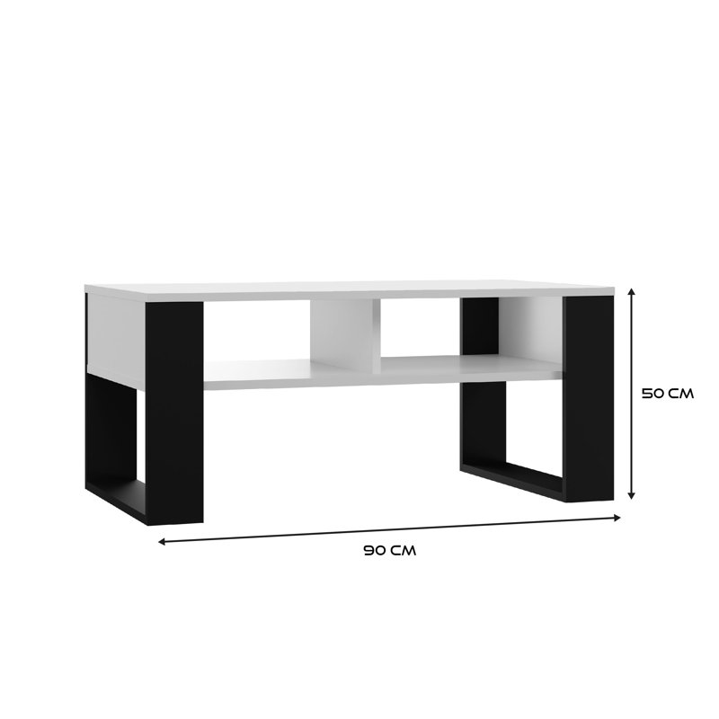 Julyssa Sled Coffee Table with Storage, White, Black