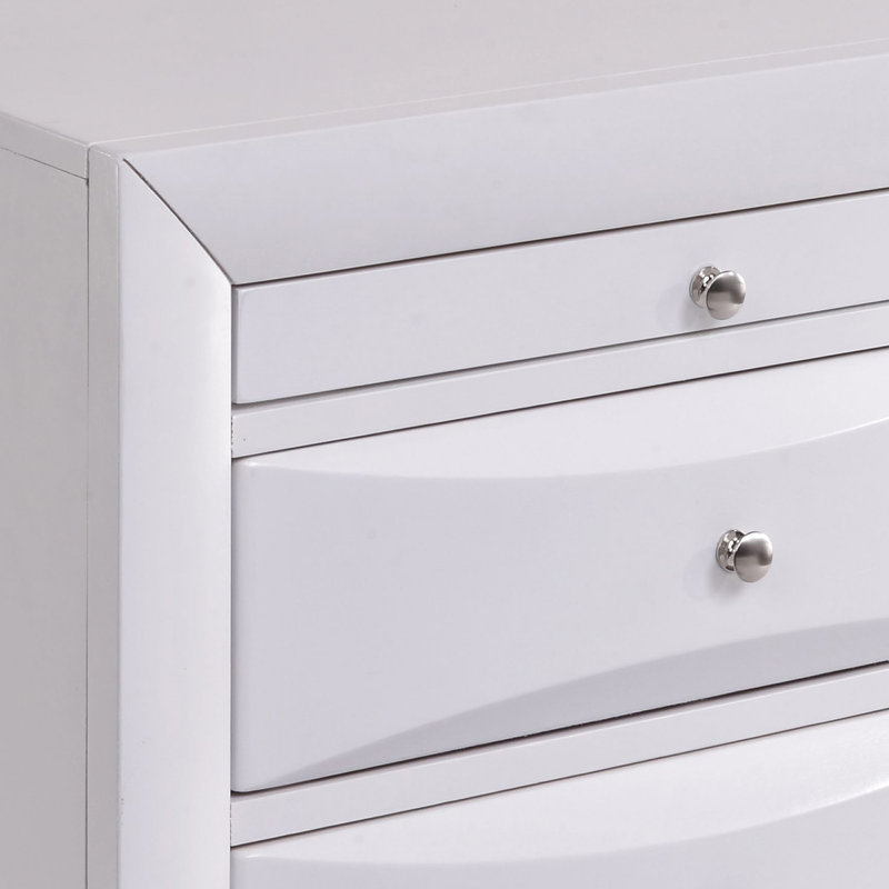 Table de chevet avec 2 tiroirs, Blanc