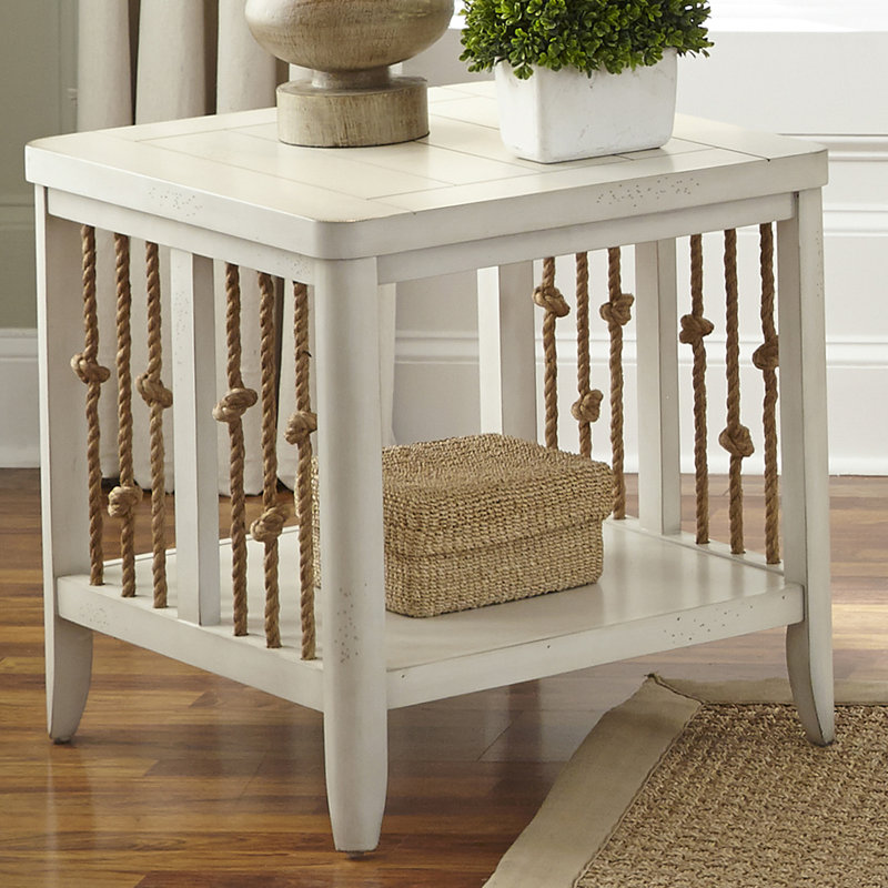 Alvon 24'' Tall End Table, White/Brown