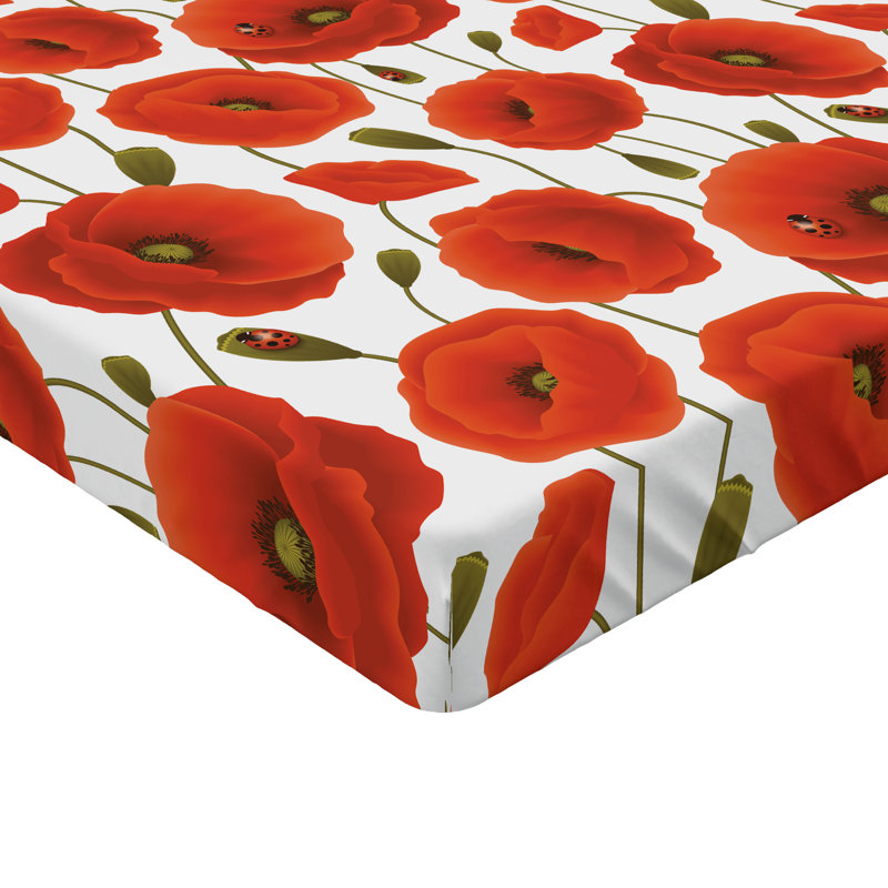 Drap-housse Ambesonne, paquet de 2, Drap-housse grand, Orange / vert olive / blanc floral