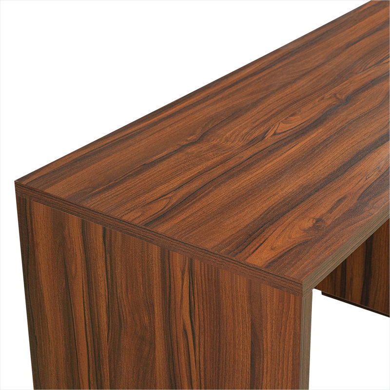 Bureau de direction en L 90,3 pouces de ton brun avec design pivotant et 3 tiroirs, Brown/Does Not Apply