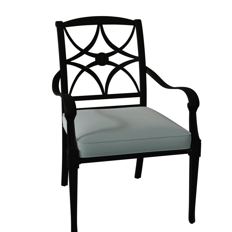 Wiltshire Outdoor Dining Armchair, Textured Black, 19.25", Hedge Flannel Sunbrella® Flannel