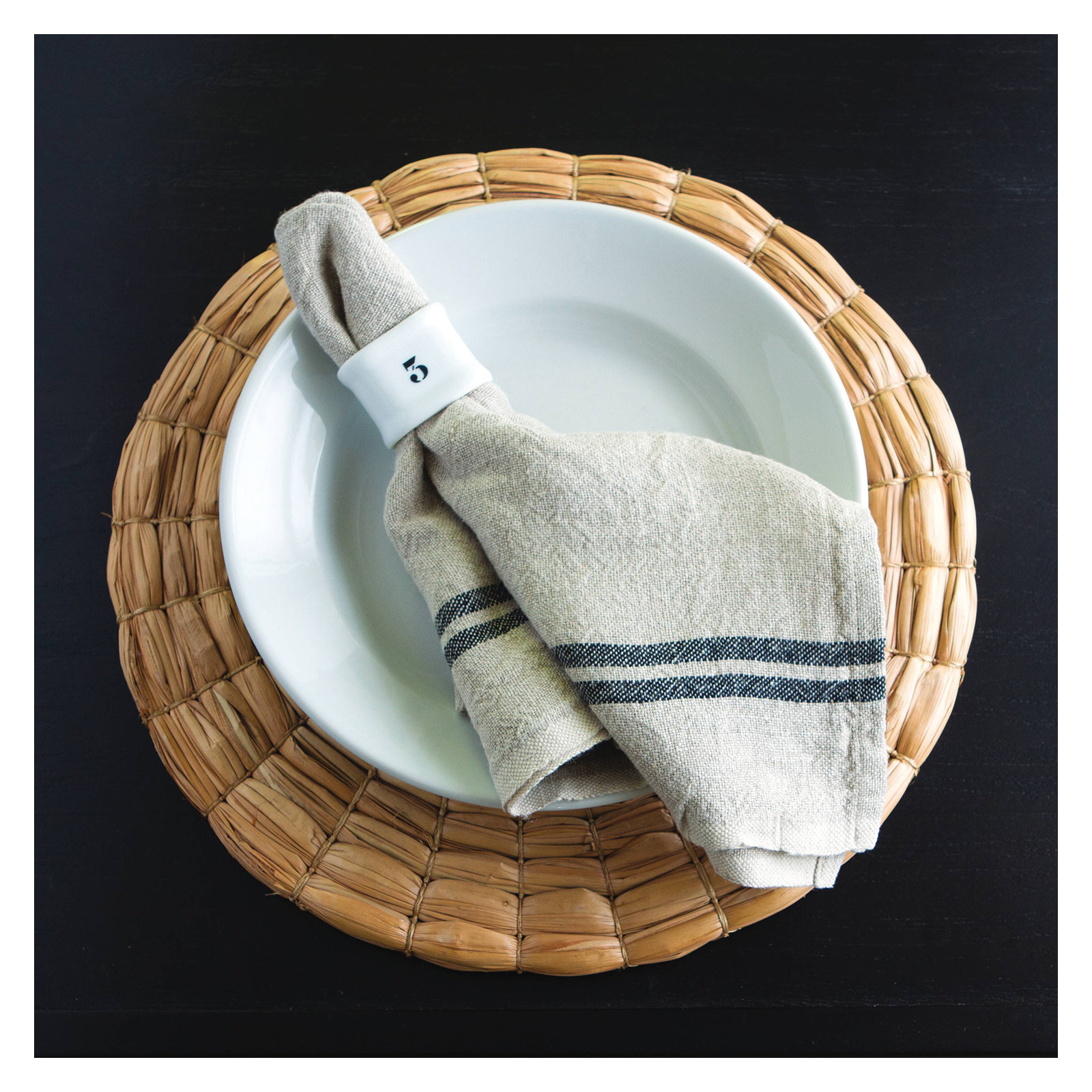 Bronwen Linen Square Napkin, Black