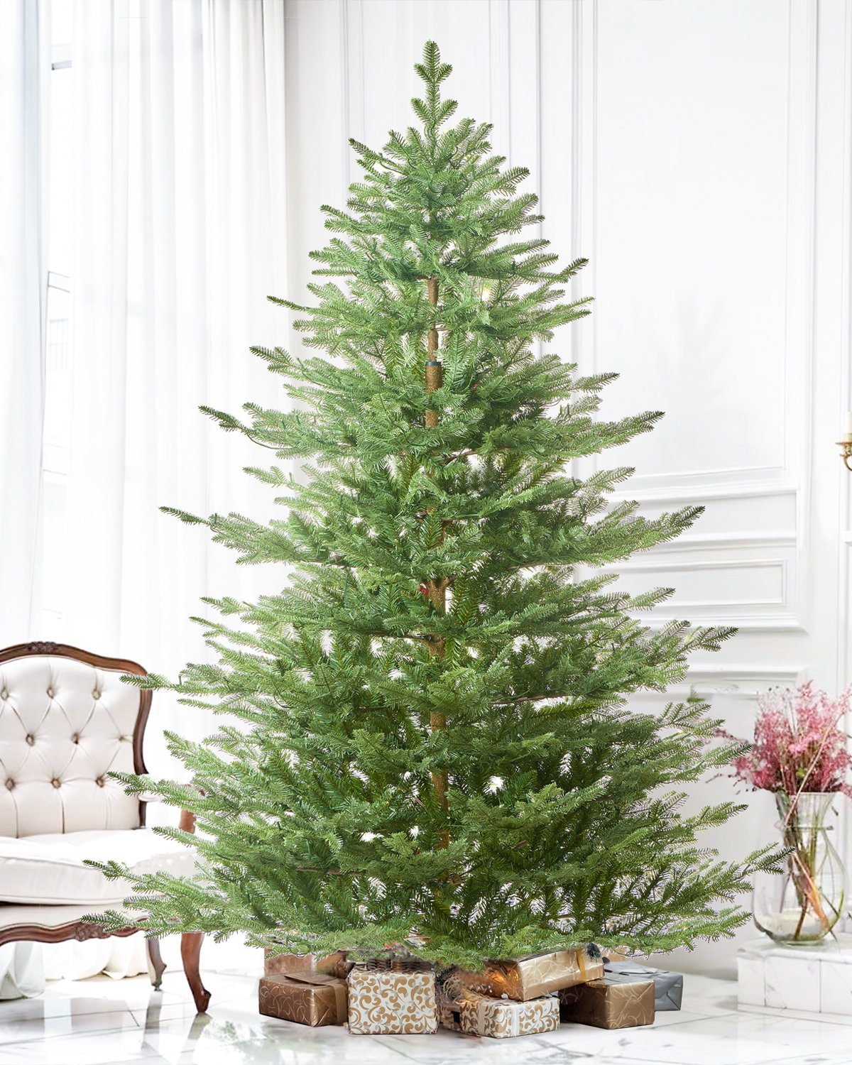 Cashmere Flocked Pre-Lit Fir Christmas Tree, 6ft, Not Pre-Lit