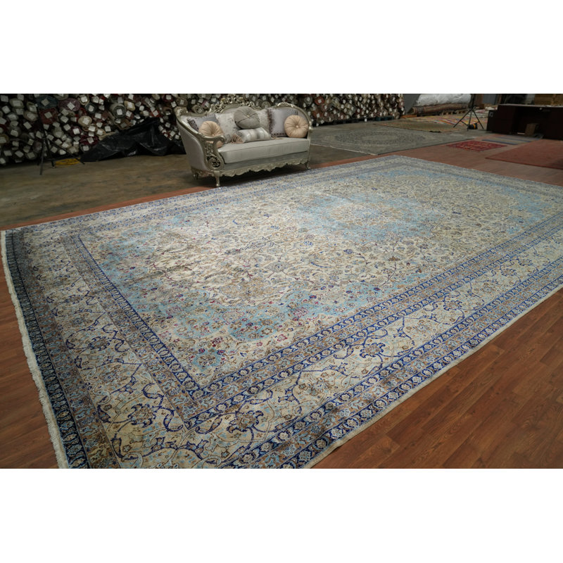 Tapis oriental antique à teinture végétale traditionnelle 13 x 21