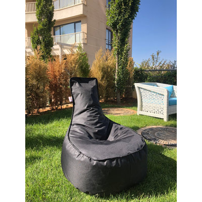 Fauteuil à billes noir de qualité supérieure, 23,6 po x 27,6 po x 11,8 po | 100% polyester avec tissu Impetex imperméable | Rempli de mousse de billes de styromousse recyclée, housse zippée amovible | Idéal pour les enfants et les adultes, confortable et élégant