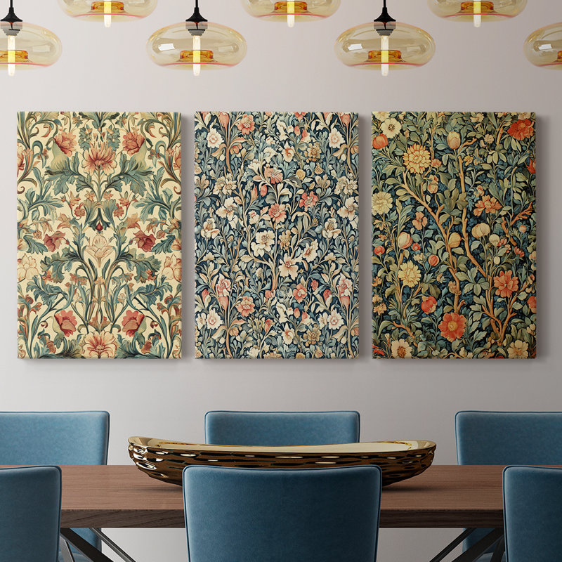 WM Morris Homage  Series  CC  -Premium Gallery Wrapped Canvas Set -Ready to Hang, 12" H x 8" W x 1.3465" D