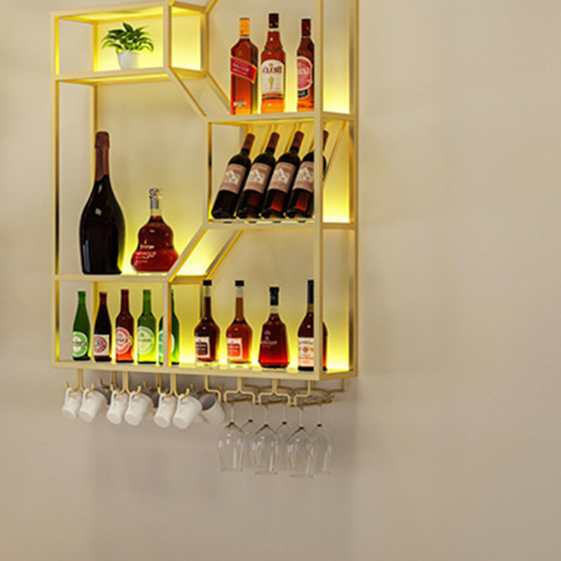 Creative Multifunctional Wall Mounted Wine Rack, 47.2" H x 47.2" W x 7.8" D, Gold