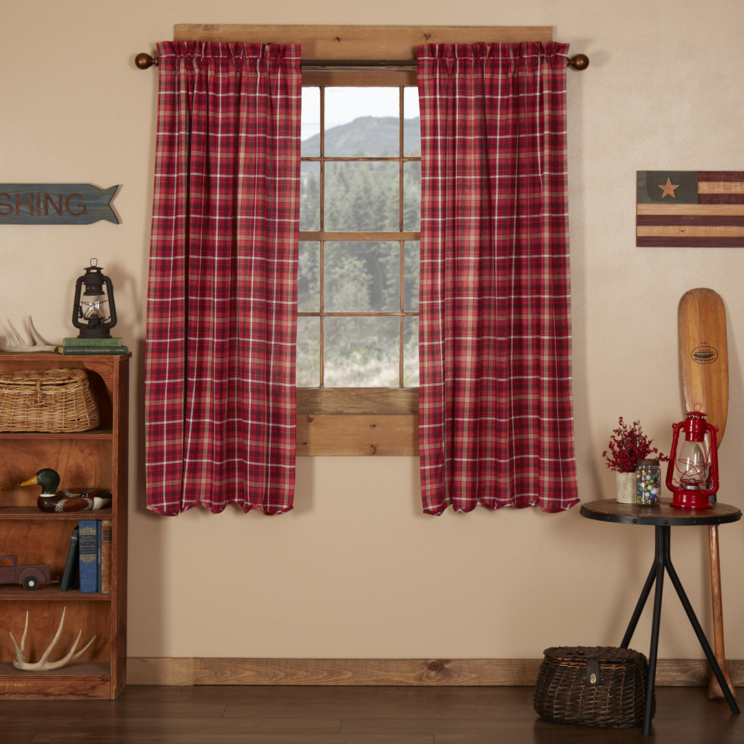 Burley 100% Cotton Plaid Room Darkening Rod Pocket Curtain Panels (Set of 2) August Grove® Size per 