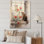 Chat brun assis sur une fenêtre, impression sur toile