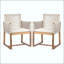 Chaise de salle à manger en bois d'acacia et corde avec coussin lavable (ensemble de 2)-130116623