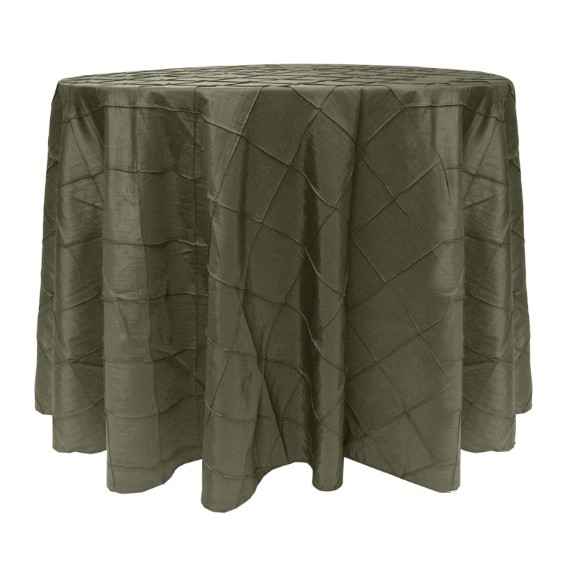Ultimate Textile Embroidered Pintuck Taffeta Tablecloth, 102" Round, 2, Aspen Mist