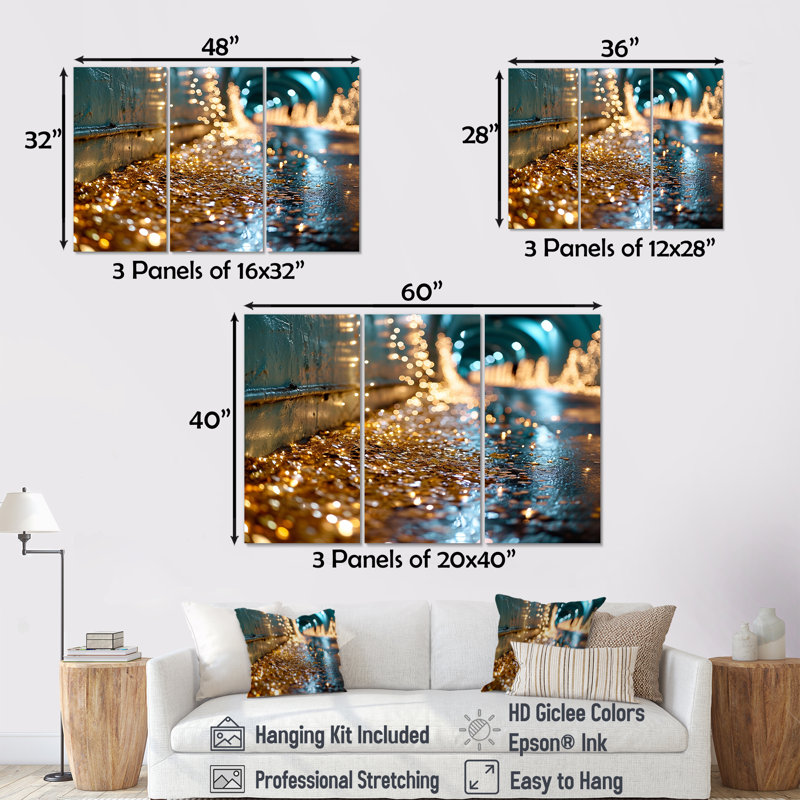 Ensemble de salon Reign - City Buildings Wall Art, H 28 po x l 36 po x P 1 po, Toile tendue
