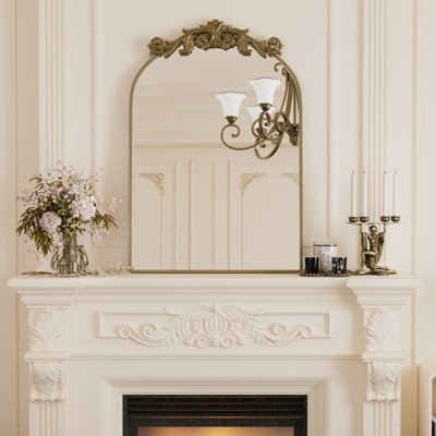 Enville Vintage Arch Mirror Traditional Vintage Ornate Baroque Mirror Arched Mirror for Bathroom, Living Room, Fireplace, Entryway Over Sink Fireplace