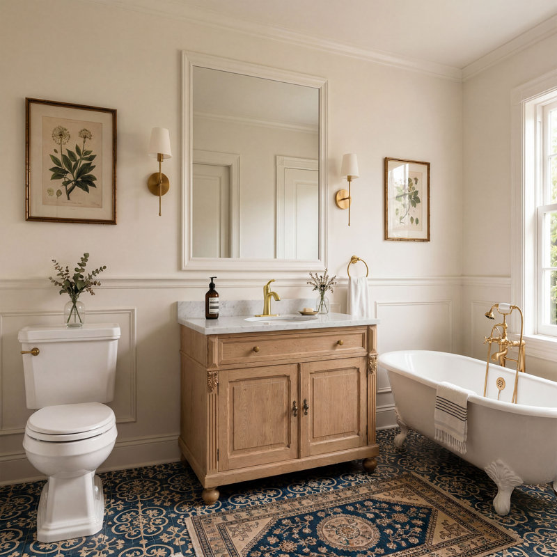 Robinet de lavabo de salle de bain monocorps et monocommande avec plaque de pont et drain Kore, Or brossé