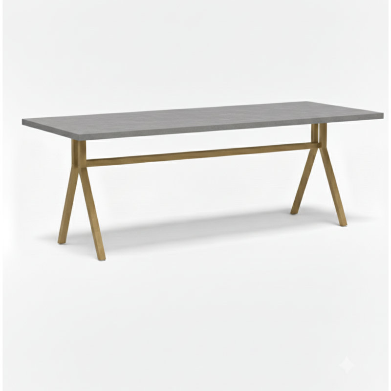 Strut Dining Table, 30"H x 72"L x 36"W, Gray, Gold