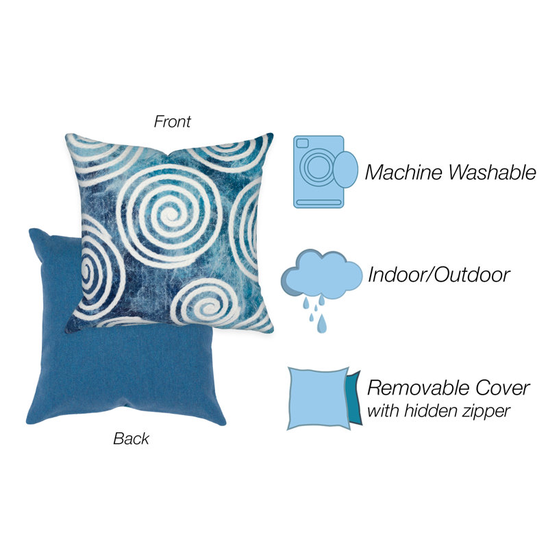 Coussin intérieur / extérieur rectangulaire Visions IV, Bleu frisé