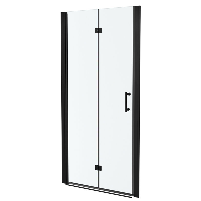 30"W X 72"H Shower Door, Matte Black. 1/4" Tempered Glass. Water-, Space, Adjustable Bathroom Barrier Partition Door Foldable Thick Isolation