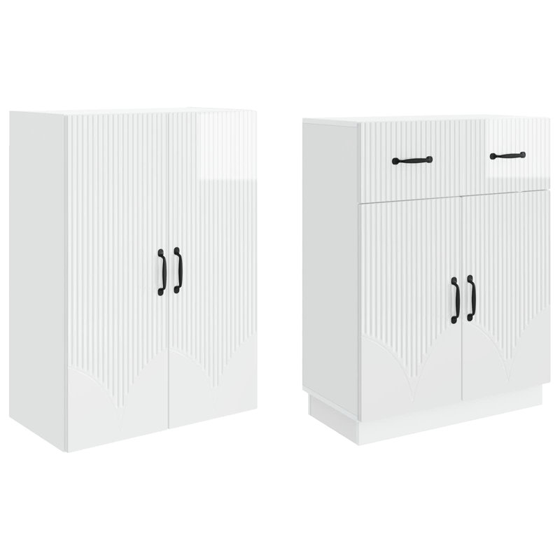4 -Door 1 -Drawer 4 -Shelf Storage Cabinet, High Gloss White