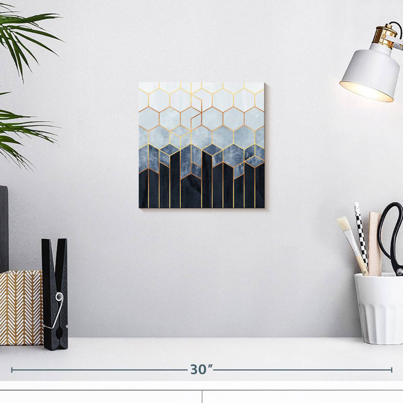 Soft Blue Hexagons, 10" H x 10" W