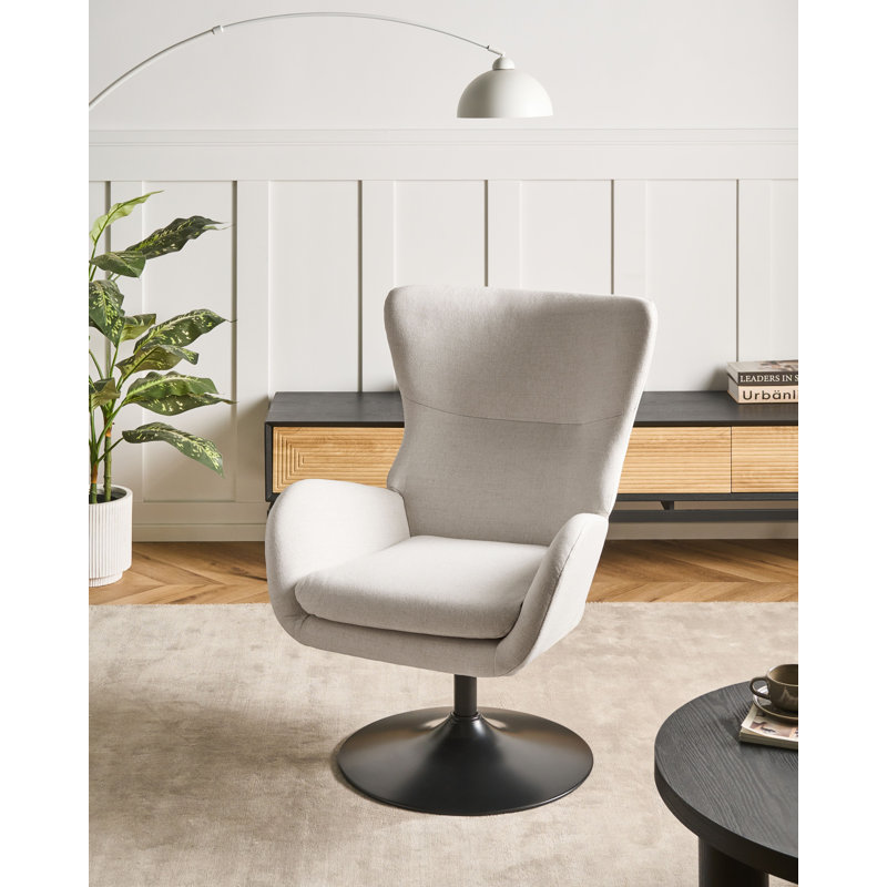 Upholstered Swivel Armchair, White