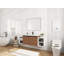Meuble-lavabo mural avec lavabo en résine et deux tablettes de rangement-129696324