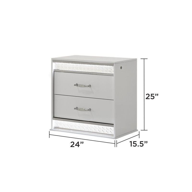 Table de chevet 2 tiroirs Glam