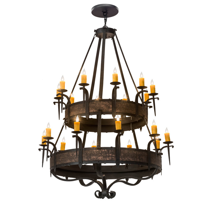 20 - Light Steel Dimmable Tiered Chandelier