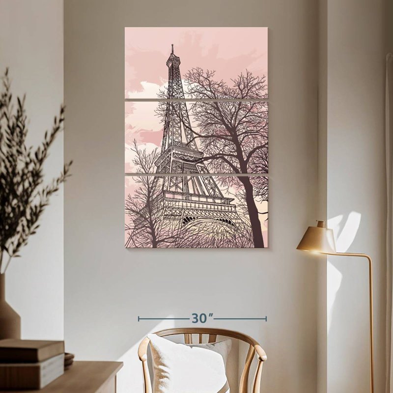 Tour Eiffel Nicci, ciel rose, H 65 po x l 42 po