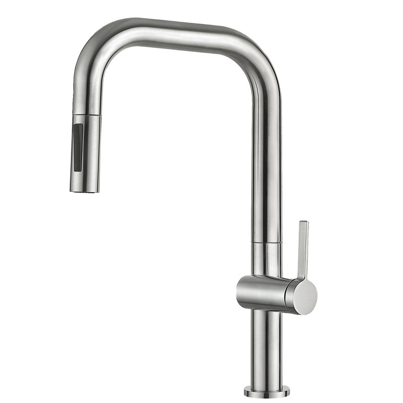 18 in. Single Handle Pull Down Sprayer Kitchen Faucet with 360° Spout Swivel in Brushed Nickel