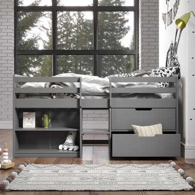 Lit mezzanine simple avec rangement de style gris - Organisez efficacement votre chambre à coucher Une grande capacité rehausse le potentiel de la chambre à coucher