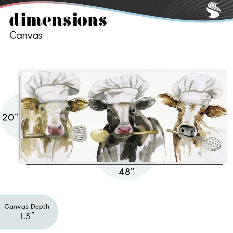 Toile de vache avec des ustensiles, design par Nan, 20 x 48