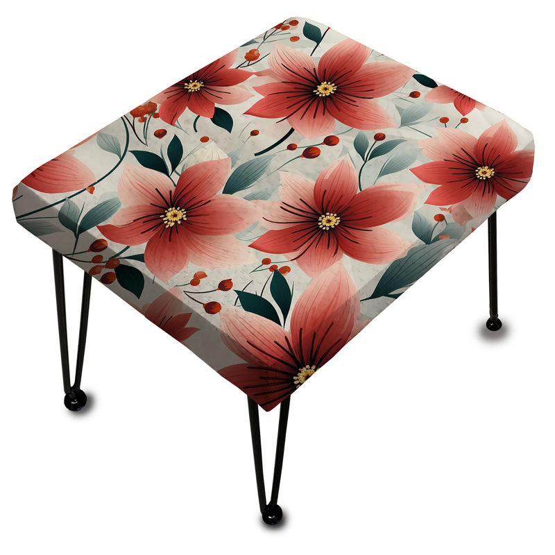 Red Coastal Harmony - Motif floral - Repose-pieds rectangulaire floral