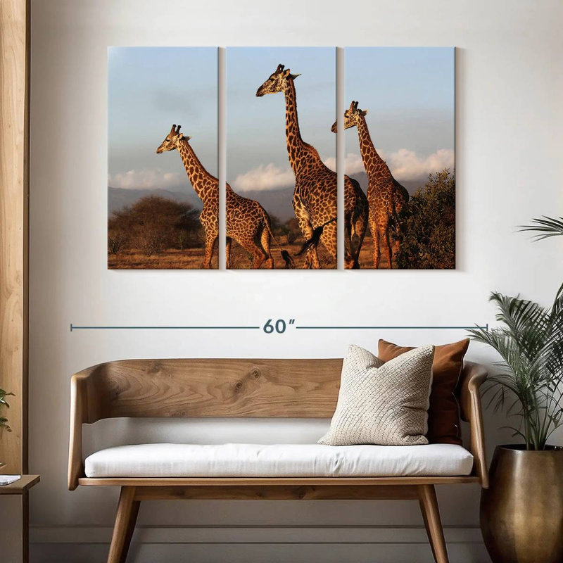 Brampt Three Brown Giraffes, H 32 po x l 50 po
