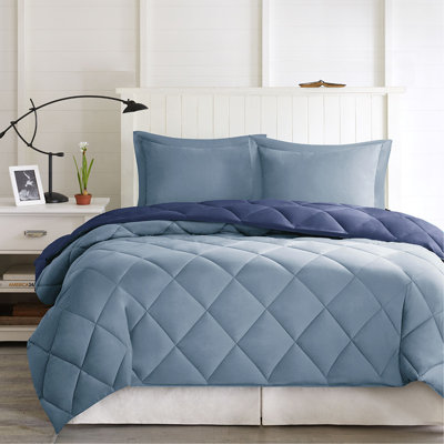 King 3M Scotchgard Diamond Quilting Reversible Down Alternative Comforter Set
