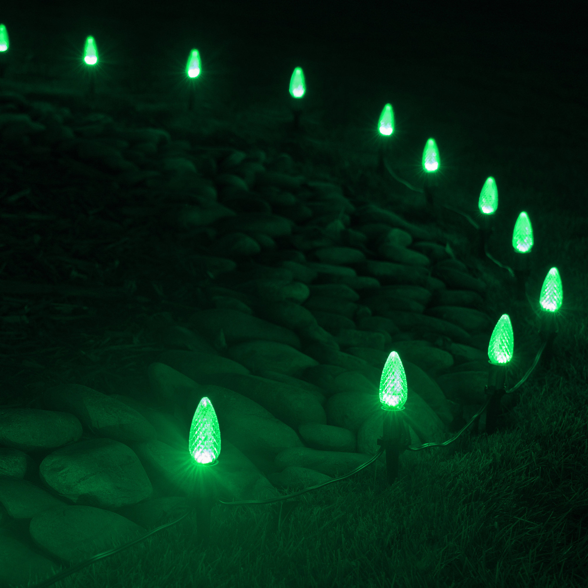 C9 OptiCore LED Shatterproof Luminary & Pathway Lights, 100 feet, Green