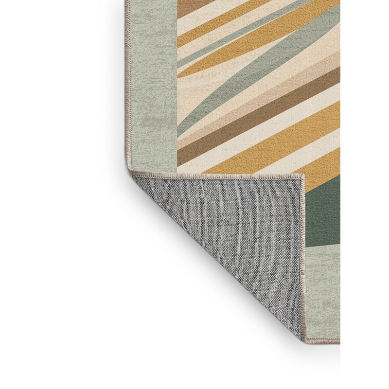 Machine Washable Tomohon Cake Slice Modern Striped Rug in Beige – Beige Binding, 8x10