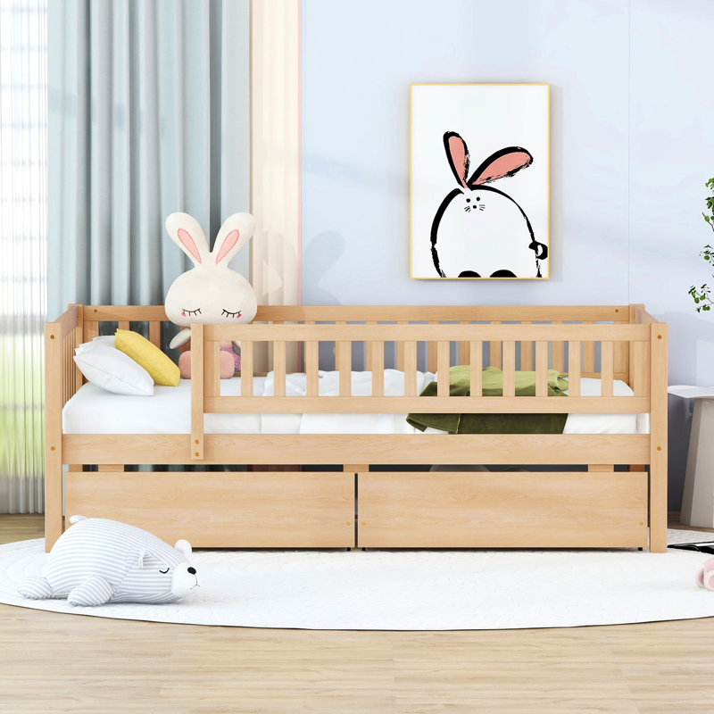 Twin Wood Bed With Storage Drawers - Adds Practicality To Your Living Space Daybed Two Build, Versatile Setup, Natural