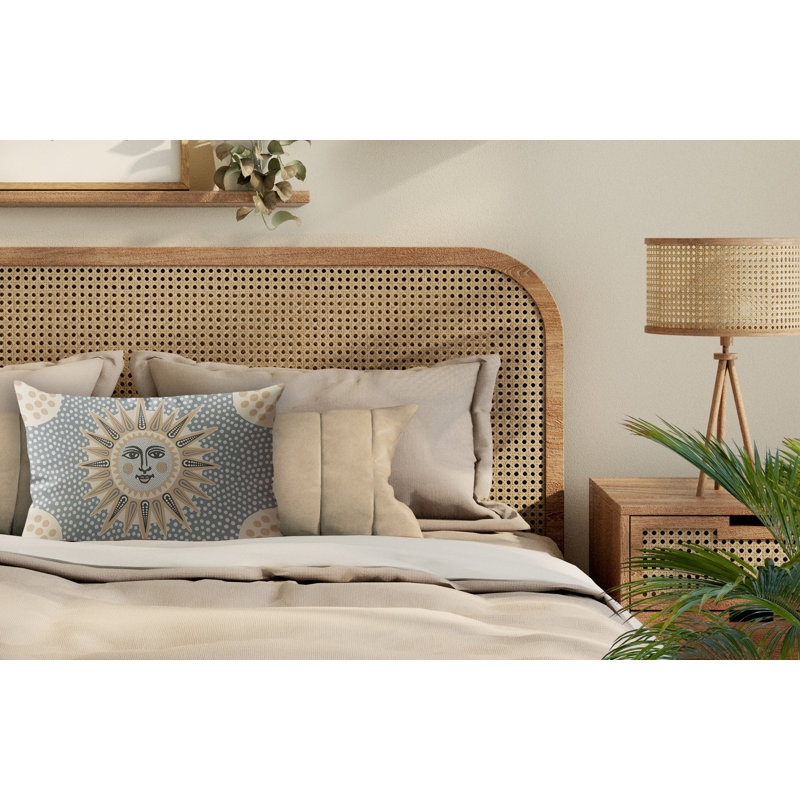 Hunta Microsuede Rectangular Pillow, Beige/Ochre/Gray