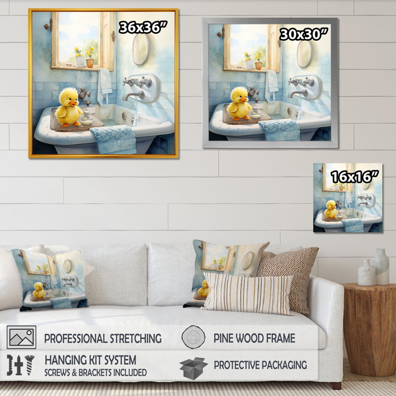 «Yellow Duck Bathroom Dip III - Coyote Large», art mural, H 36 po x l 36 po x P 1,5 po