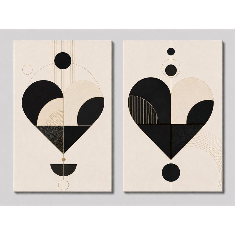 Très grand ensemble de 2 reproductions d'art sur toile minimaliste moderne, impression sur toile 24 x 36 pouces - noir et blanc
