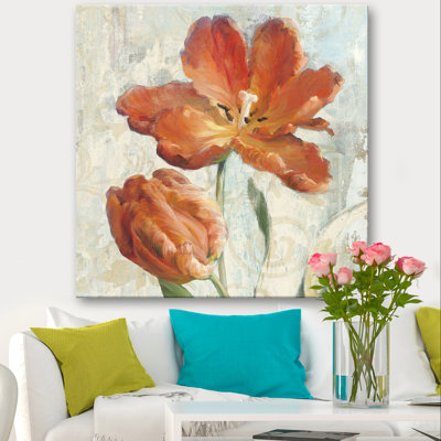 «Orange Parrot Tuplip», reproduction d'art sur toile tendue