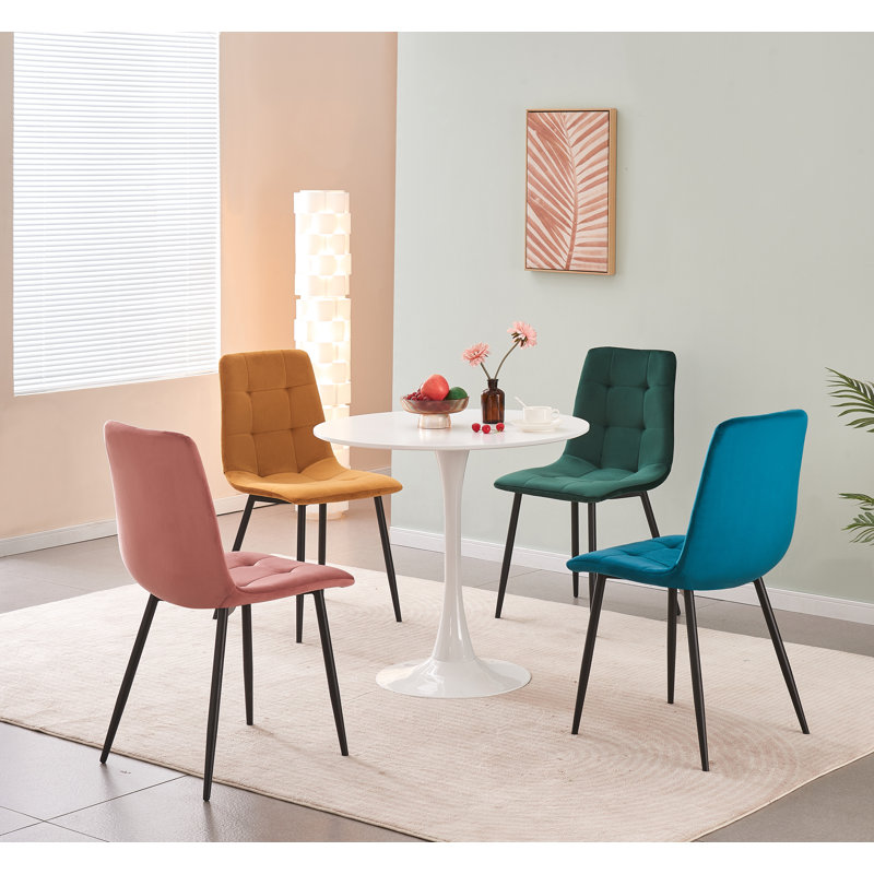 Upholstered Velvet Dining Chair, Pink/Yellow/Green/Turquoise