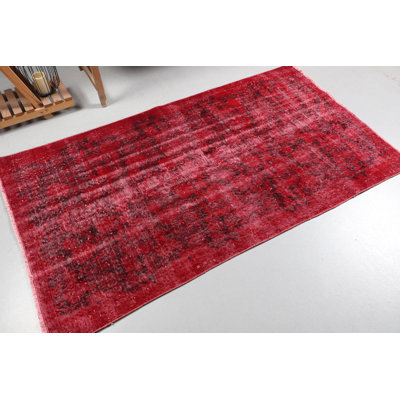 Vintage Turkish Oushak Rug for Kitchen, Office, Bedroom - Red Moroccan Style Decorative Accent Rug