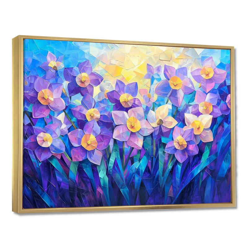 Lavande harmonie de jonquilles en été II - jonquilles, 12" H x 20" W, Floater Framed Print without Mat, Gold